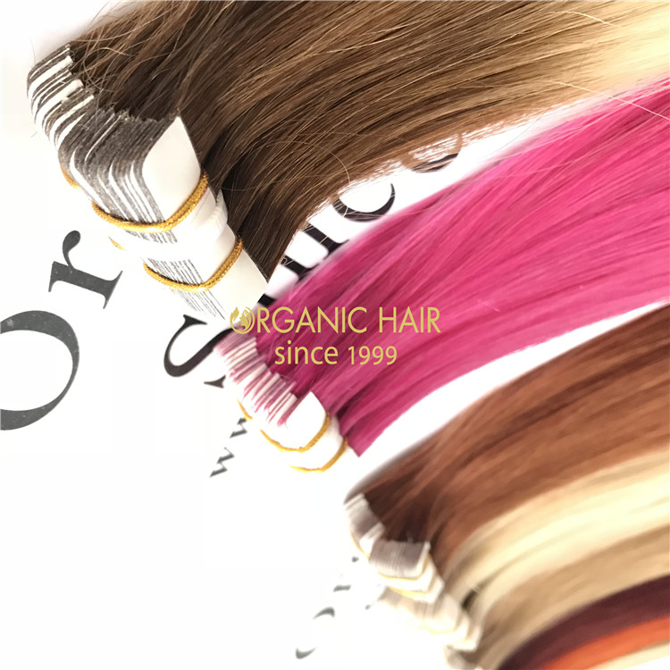 Human hair tape in hair extensions at wholesaler price C28